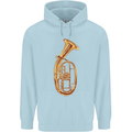 Tenorhorn Brass Musical Instrument Mens 80% Cotton Hoodie Light Blue