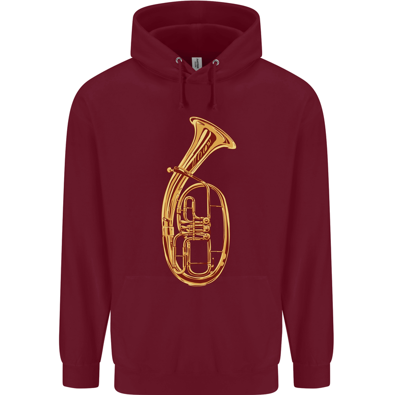 Tenorhorn Brass Musical Instrument Mens 80% Cotton Hoodie Maroon