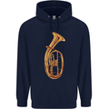 Tenorhorn Brass Musical Instrument Mens 80% Cotton Hoodie Navy Blue