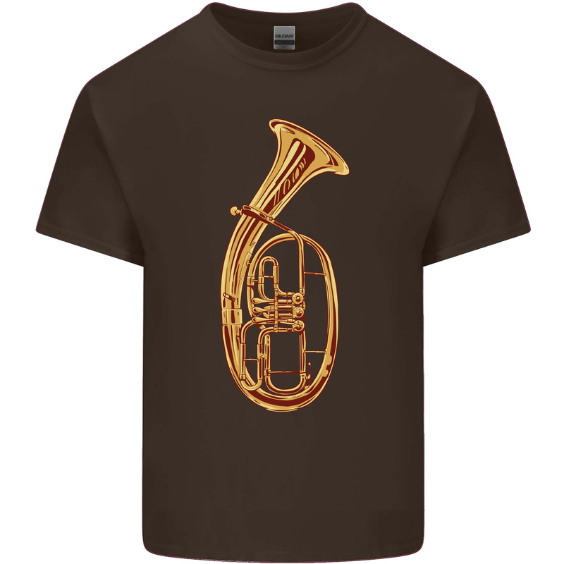 Tenorhorn Brass Musical Instrument Mens Cotton T-Shirt Tee Top Dark Chocolate