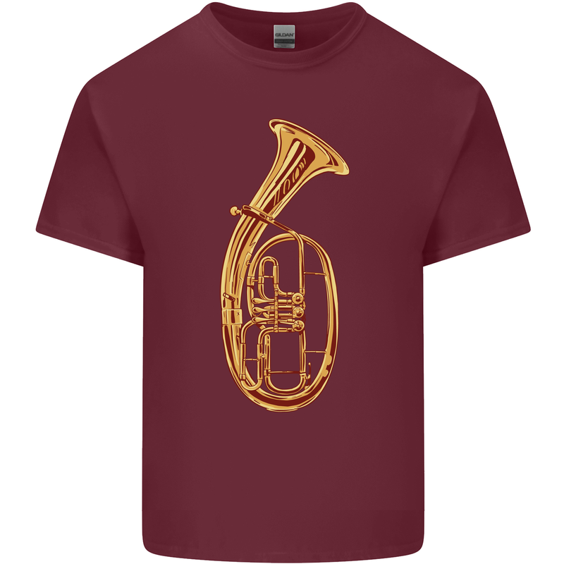 Tenorhorn Brass Musical Instrument Mens Cotton T-Shirt Tee Top Maroon