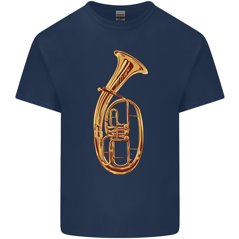 Tenorhorn Brass Musical Instrument Mens Cotton T-Shirt Tee Top Navy Blue