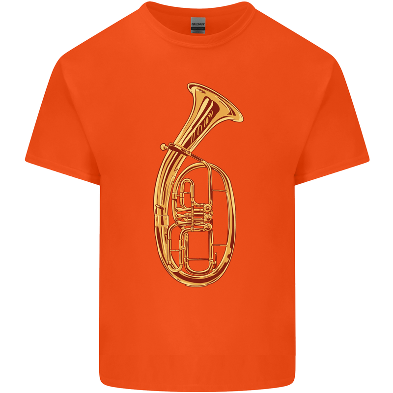 Tenorhorn Brass Musical Instrument Mens Cotton T-Shirt Tee Top Orange