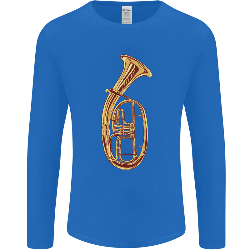 Tenorhorn Brass Musical Instrument Mens Long Sleeve T-Shirt Royal Blue