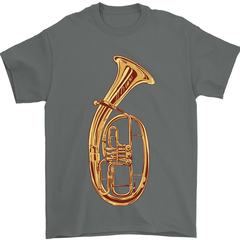 Tenorhorn Brass Musical Instrument Mens T-Shirt 100% Cotton Charcoal