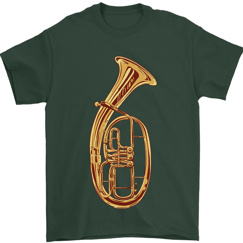 Tenorhorn Brass Musical Instrument Mens T-Shirt 100% Cotton Forest Green