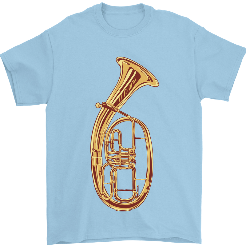 Tenorhorn Brass Musical Instrument Mens T-Shirt 100% Cotton Light Blue