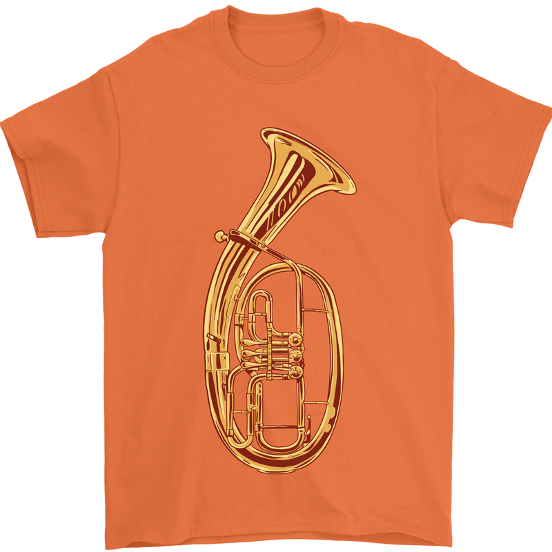 Tenorhorn Brass Musical Instrument Mens T-Shirt 100% Cotton Orange