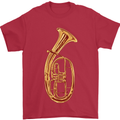 Tenorhorn Brass Musical Instrument Mens T-Shirt 100% Cotton Red