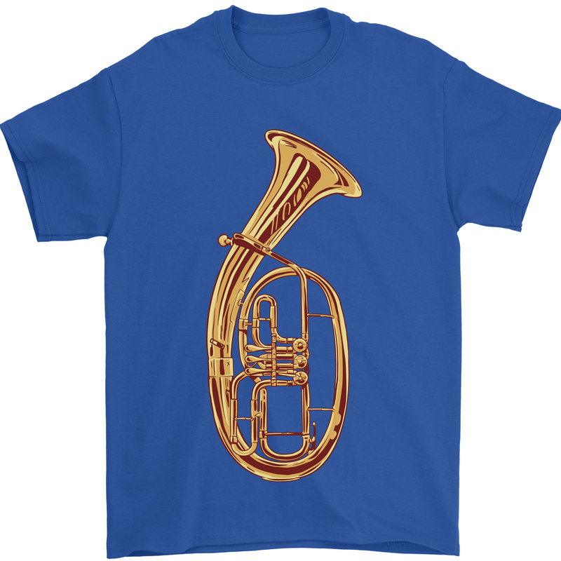 Tenorhorn Brass Musical Instrument Mens T-Shirt 100% Cotton Royal Blue