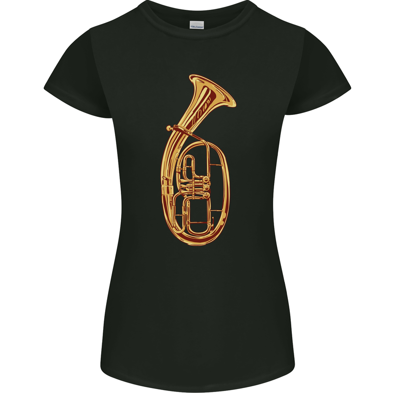 Tenorhorn Brass Musical Instrument Womens Petite Cut T-Shirt Black