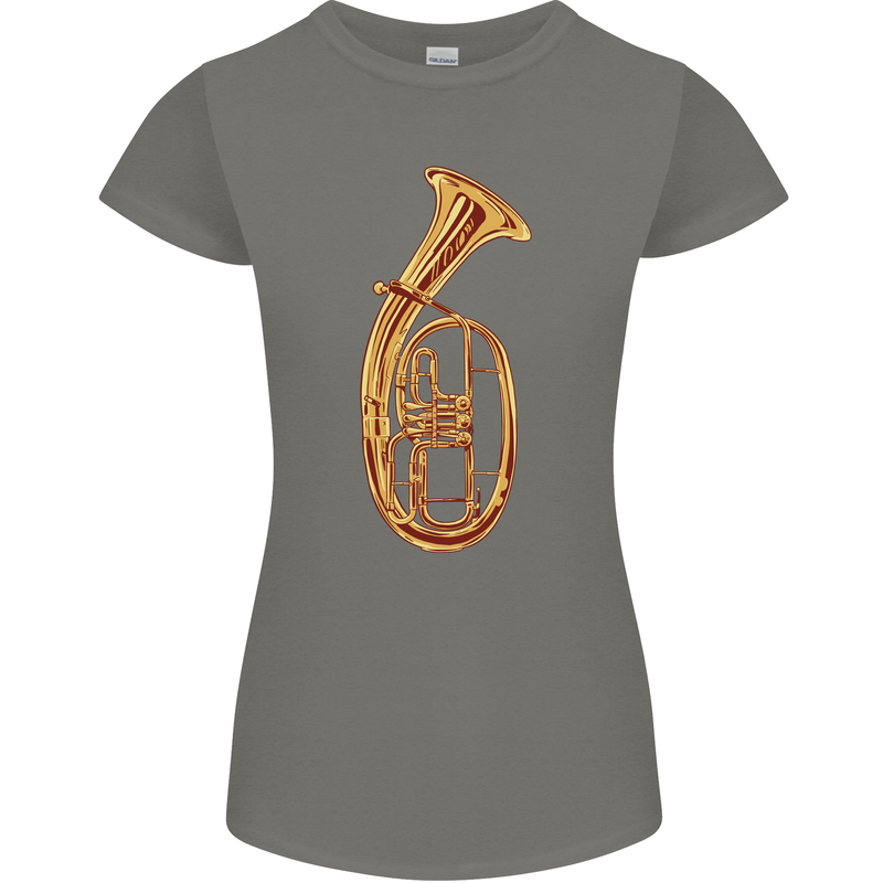 Tenorhorn Brass Musical Instrument Womens Petite Cut T-Shirt Charcoal