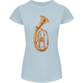 Tenorhorn Brass Musical Instrument Womens Petite Cut T-Shirt Light Blue