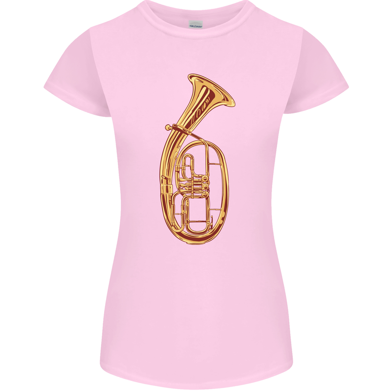 Tenorhorn Brass Musical Instrument Womens Petite Cut T-Shirt Light Pink