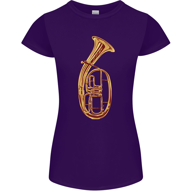 Tenorhorn Brass Musical Instrument Womens Petite Cut T-Shirt Purple