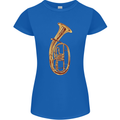 Tenorhorn Brass Musical Instrument Womens Petite Cut T-Shirt Royal Blue