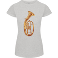 Tenorhorn Brass Musical Instrument Womens Petite Cut T-Shirt Sports Grey