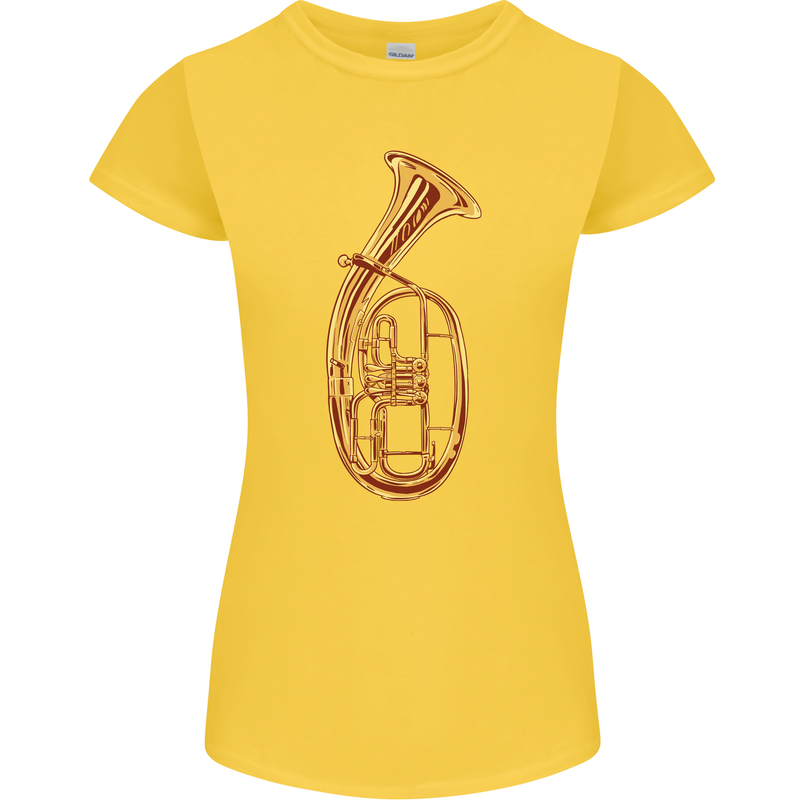 Tenorhorn Brass Musical Instrument Womens Petite Cut T-Shirt Yellow