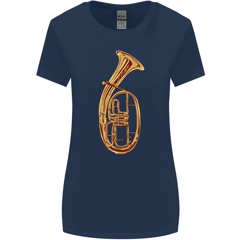 Tenorhorn Brass Musical Instrument Womens Wider Cut T-Shirt Navy Blue