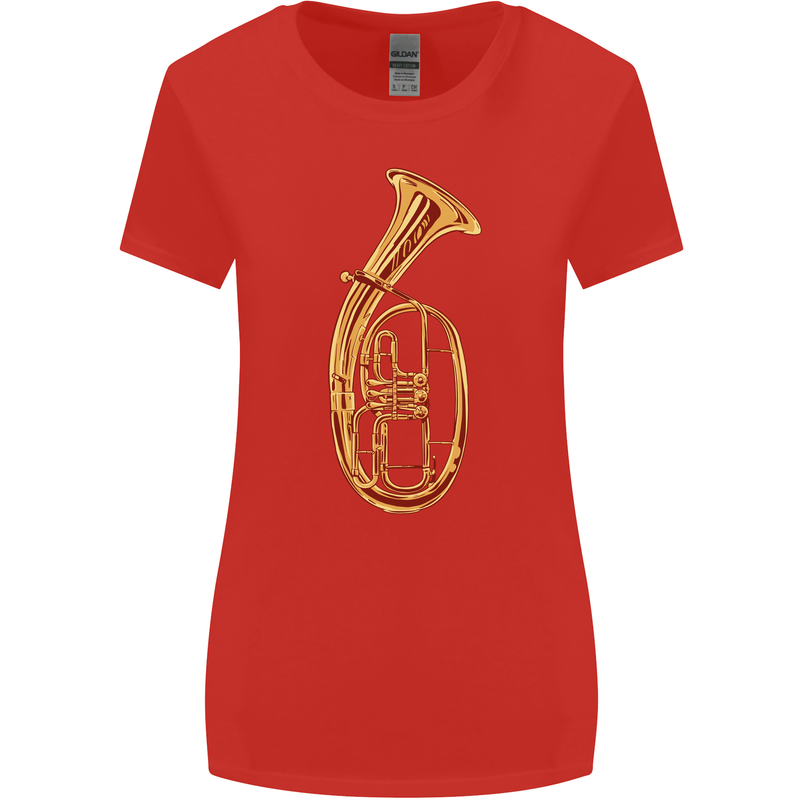 Tenorhorn Brass Musical Instrument Womens Wider Cut T-Shirt Red