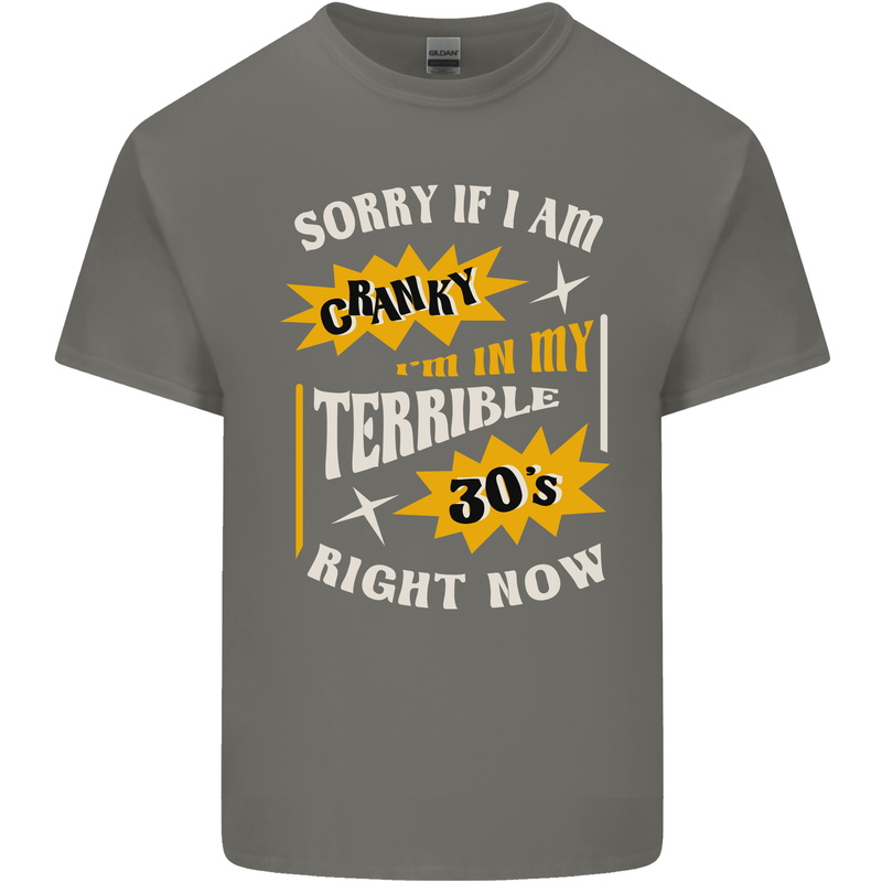 Terrible 30s Funny 30 Year Old Birthday Mens Cotton T-Shirt Tee Top Charcoal