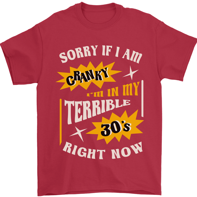 Terrible 30s Funny 30 Year Old Birthday Mens T-Shirt 100% Cotton Red