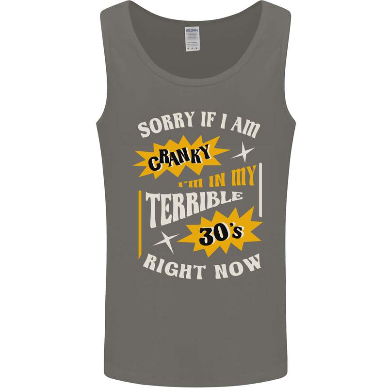 Terrible 30s Funny 30 Year Old Birthday Mens Vest Tank Top Charcoal