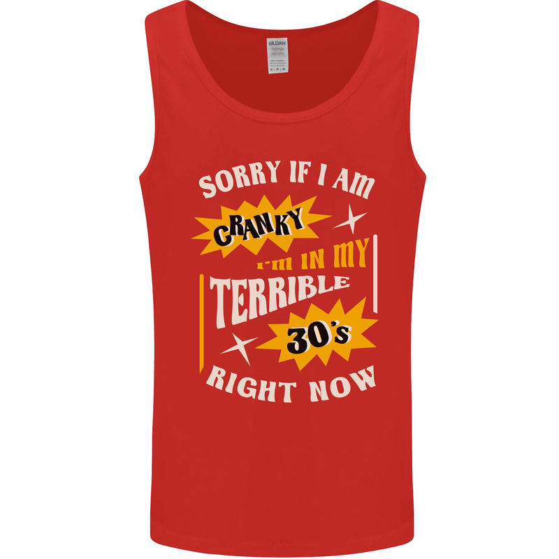 Terrible 30s Funny 30 Year Old Birthday Mens Vest Tank Top Red