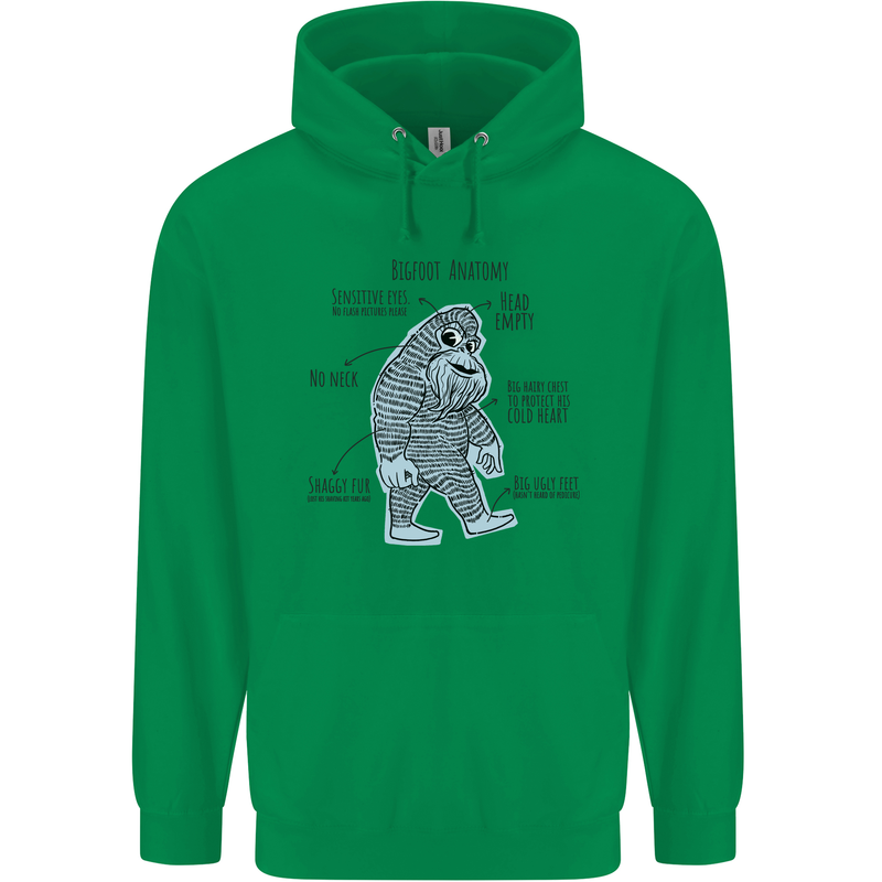 The Anatomy of Bigfoot Childrens Kids Hoodie Irish Green