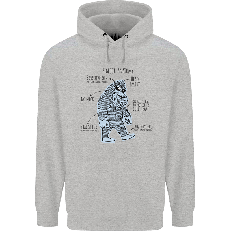 The Anatomy of Bigfoot Childrens Kids Hoodie Sports Grey