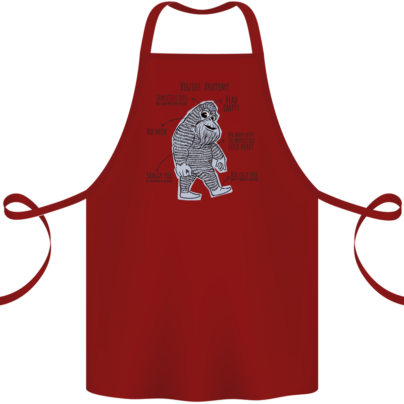 The Anatomy of Bigfoot Cotton Apron 100% Organic Maroon