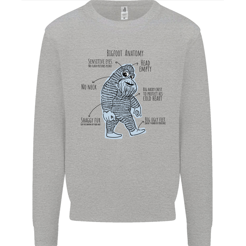 The Anatomy of Bigfoot Kids Sweatshirt Jumper Sports Grey