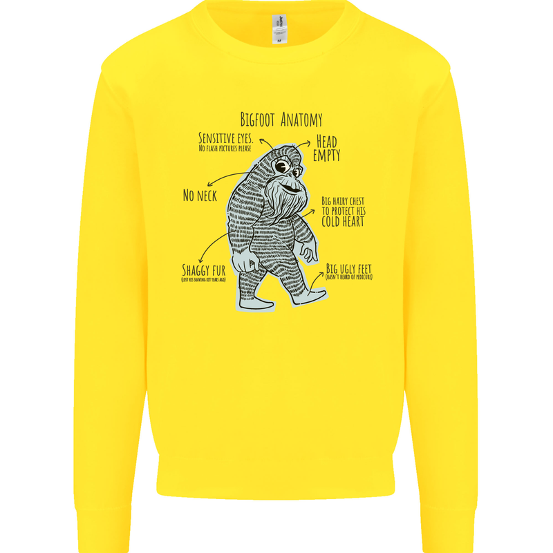 The Anatomy of Bigfoot Kids Sweatshirt Jumper Yellow