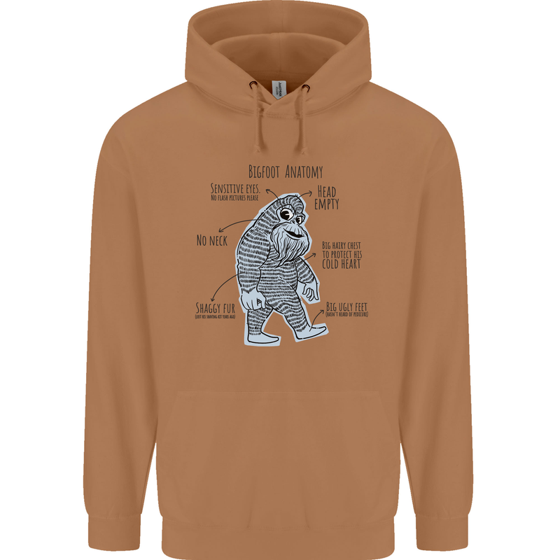 The Anatomy of Bigfoot Mens 80% Cotton Hoodie Caramel Latte
