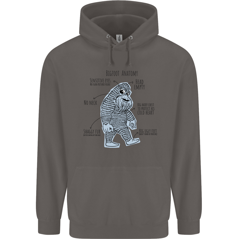 The Anatomy of Bigfoot Mens 80% Cotton Hoodie Charcoal