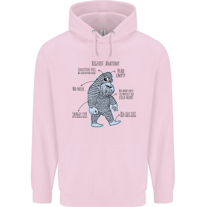 The Anatomy of Bigfoot Mens 80% Cotton Hoodie Light Pink