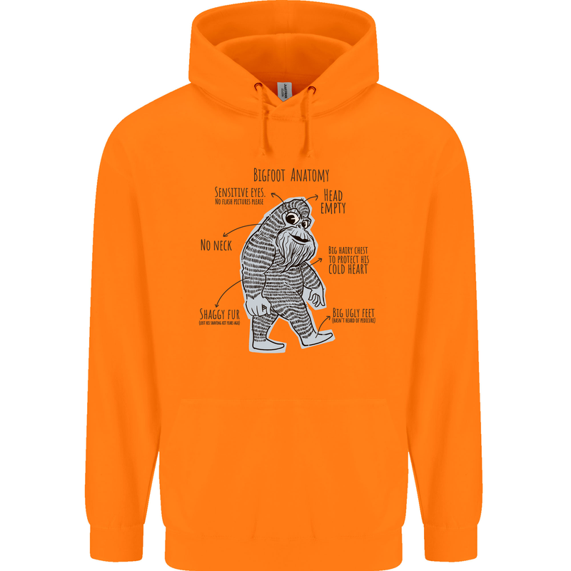 The Anatomy of Bigfoot Mens 80% Cotton Hoodie Orange