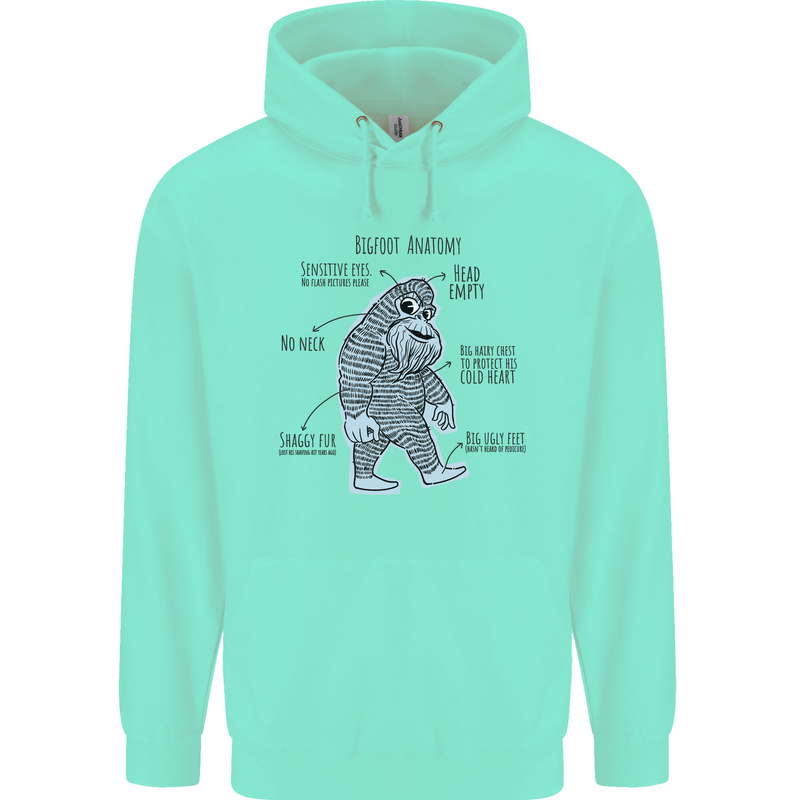The Anatomy of Bigfoot Mens 80% Cotton Hoodie Peppermint