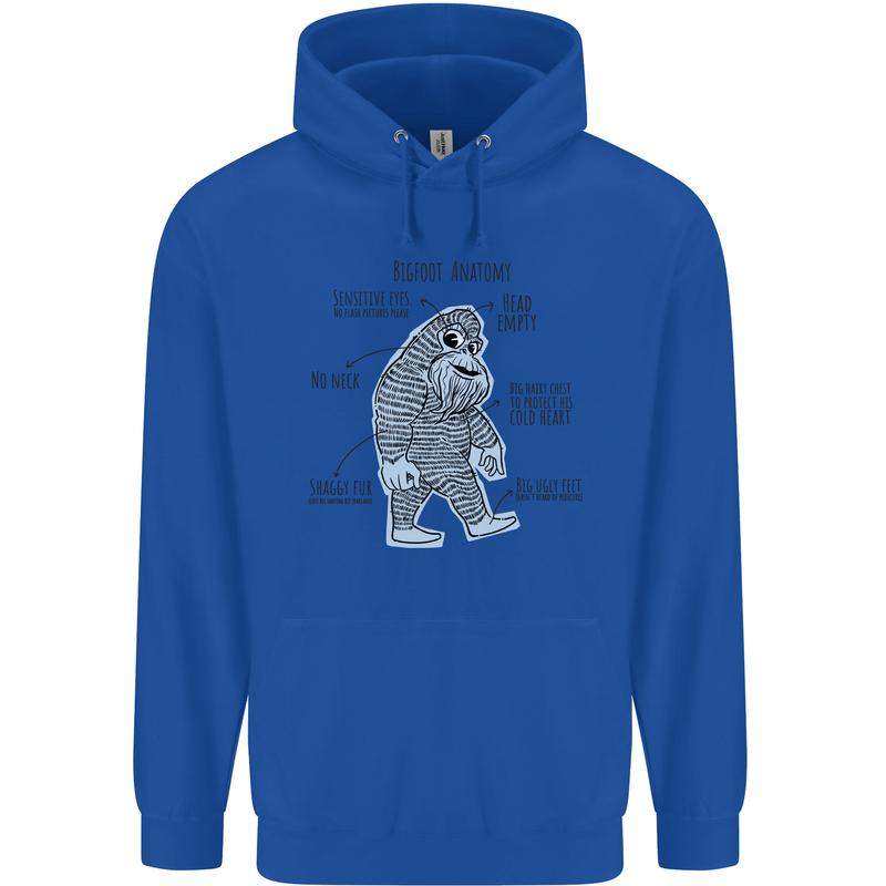 The Anatomy of Bigfoot Mens 80% Cotton Hoodie Royal Blue