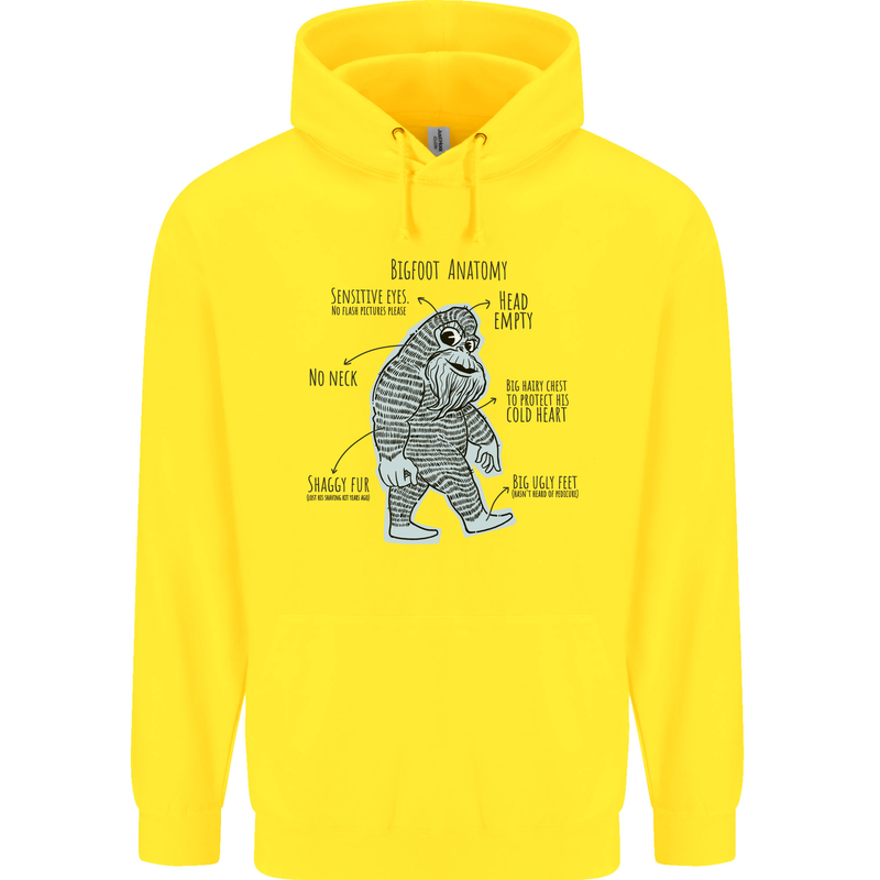 The Anatomy of Bigfoot Mens 80% Cotton Hoodie Yellow