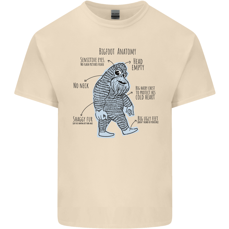 The Anatomy of Bigfoot Mens Cotton T-Shirt Tee Top Natural