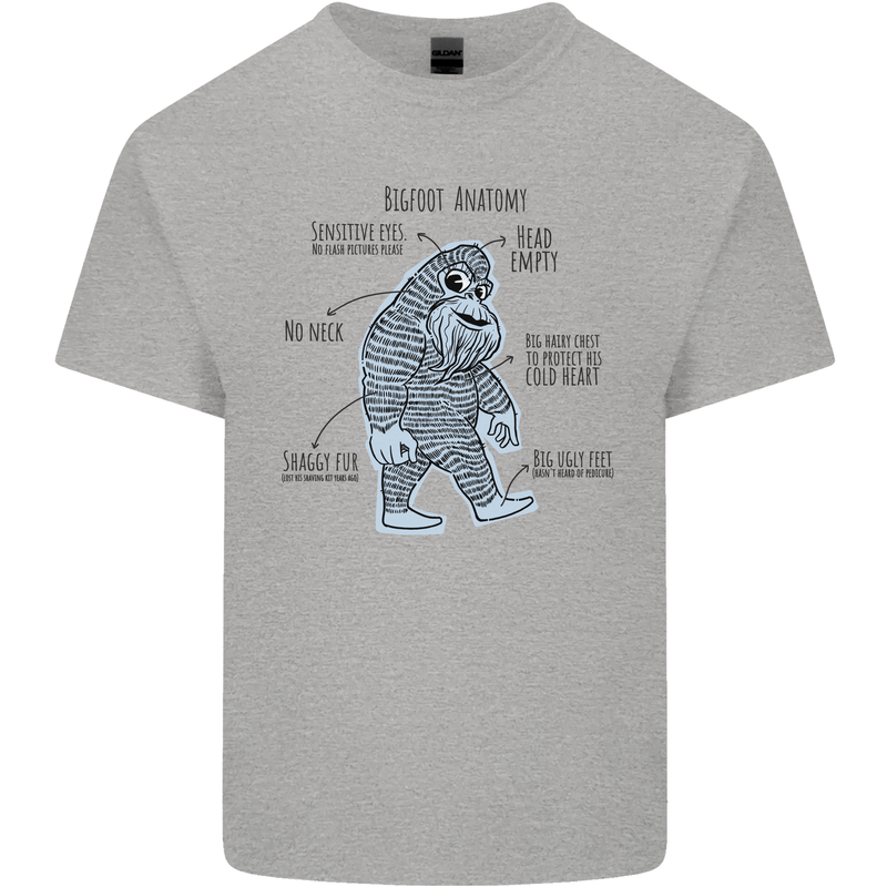 The Anatomy of Bigfoot Mens Cotton T-Shirt Tee Top Sports Grey
