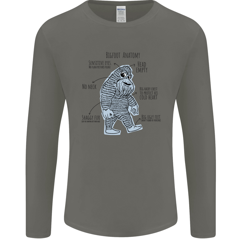 The Anatomy of Bigfoot Mens Long Sleeve T-Shirt Charcoal