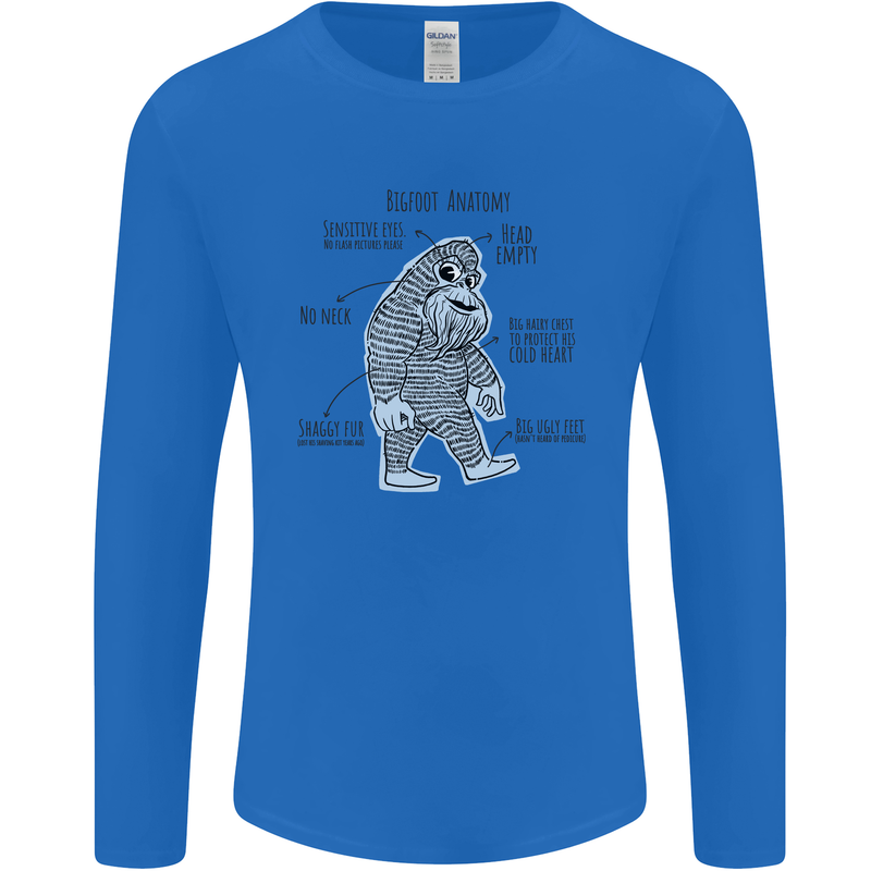 The Anatomy of Bigfoot Mens Long Sleeve T-Shirt Royal Blue