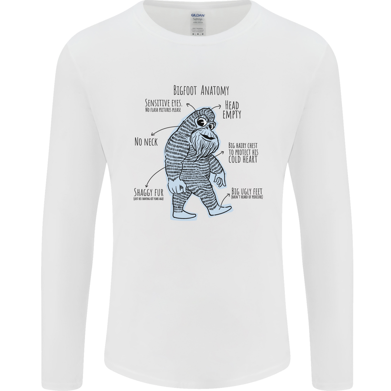 The Anatomy of Bigfoot Mens Long Sleeve T-Shirt White