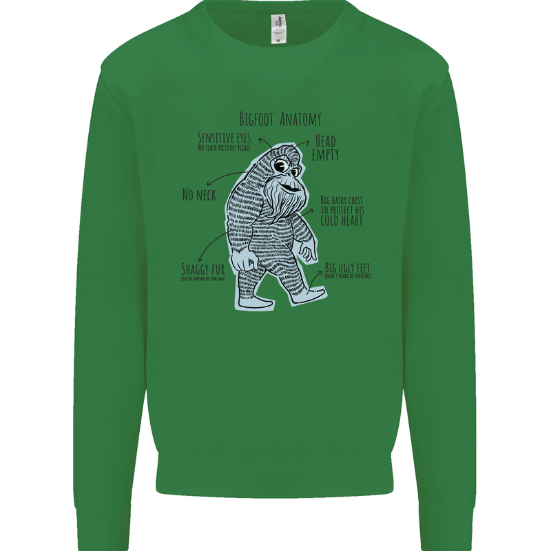 The Anatomy of Bigfoot Mens Sweatshirt Jumper Irish Green