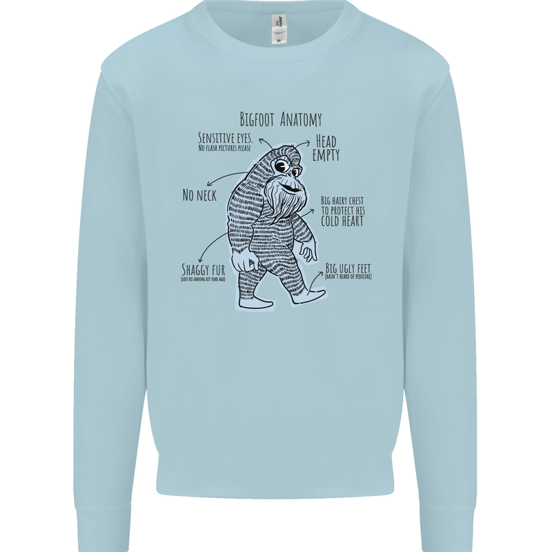 The Anatomy of Bigfoot Mens Sweatshirt Jumper Light Blue