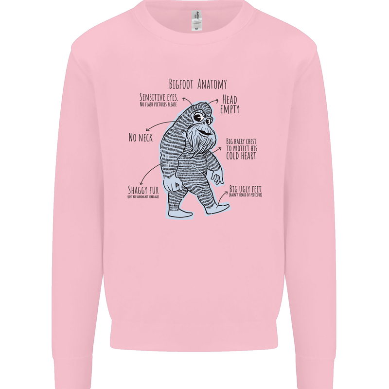 The Anatomy of Bigfoot Mens Sweatshirt Jumper Light Pink