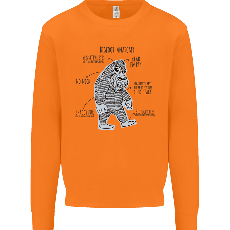 The Anatomy of Bigfoot Mens Sweatshirt Jumper Orange