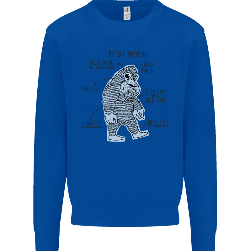 The Anatomy of Bigfoot Mens Sweatshirt Jumper Royal Blue
